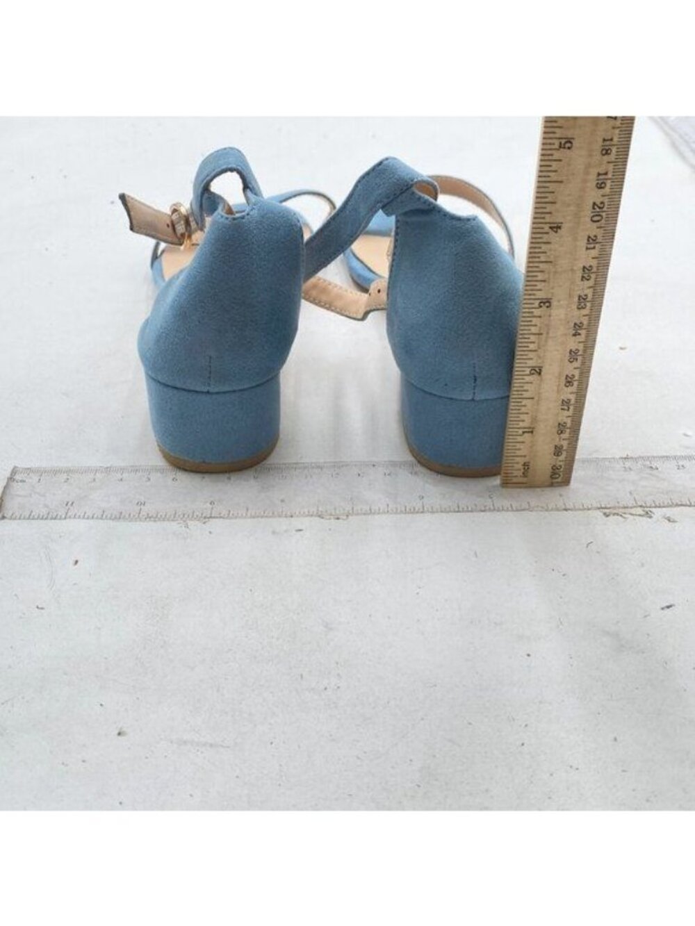 XYD Heels for Women Open Toe Sandals Buckled Low Chunky Block Pump Shoes Blue - Picture 5 of 8